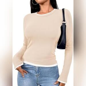 NWT HAEOF Long Sleeve Casual Crew neck Lightweight Sweater, Small